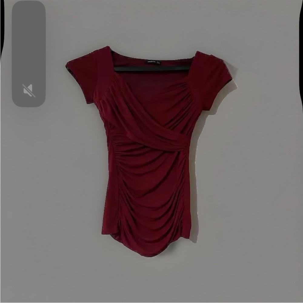 PattyBoutik Deep Red Draped Blouse